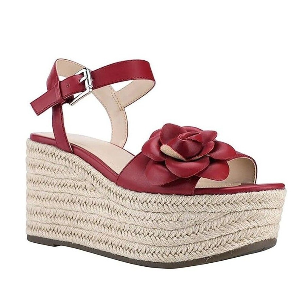 Marc Fisher Womens 10 M Red Venom Platform Wedge Heel Sandals NIB GV1